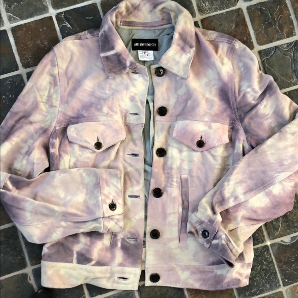 Ann Demeulemeester tie dye suede jacket